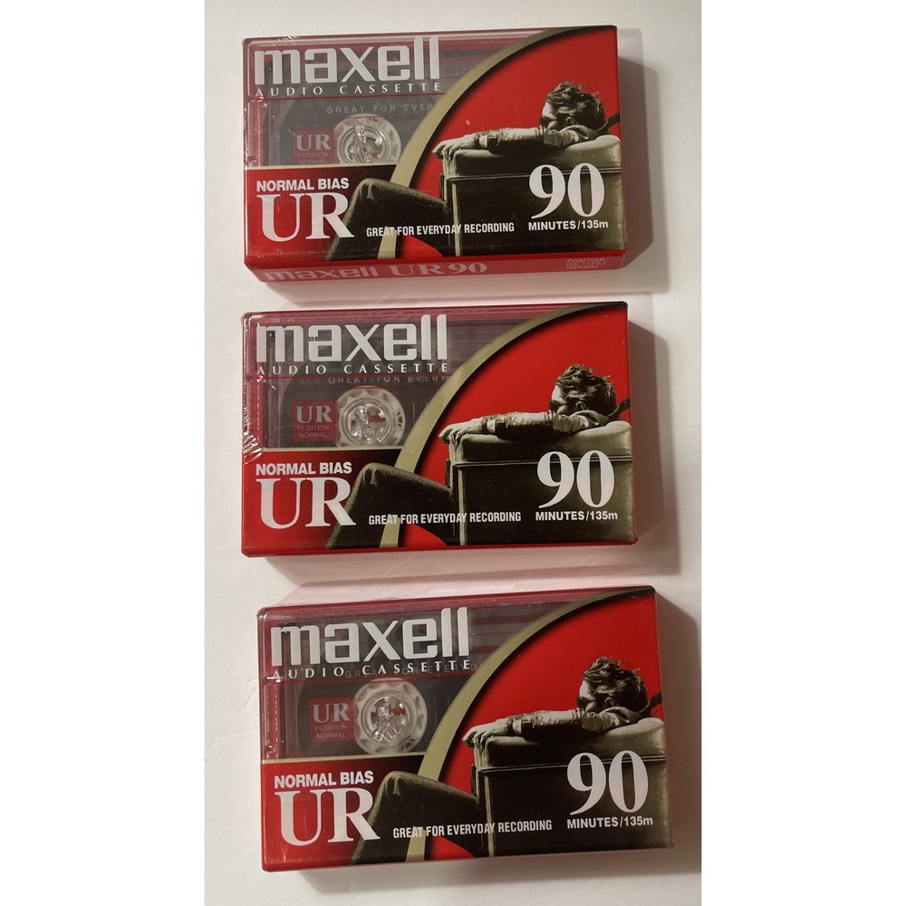 Maxwell Audio Cassettes Normal‎ Bias UR 90 Minutes Pack of 3 New Factory Sealed
